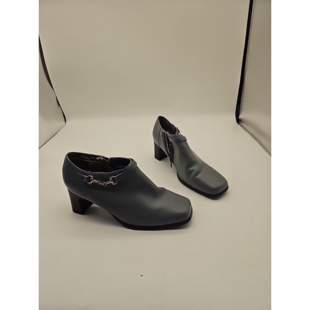 AJ Valenci Ankle Boots Gray Size 7 Side Zipper Block Heel